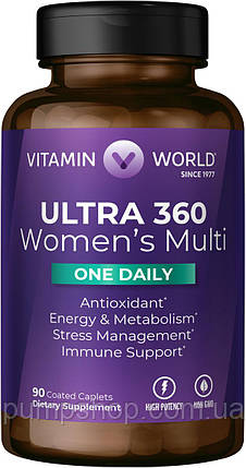 Вітаміни для жінок Vitamin World Ultra 360 Women's Multi One Daily 90 капс., фото 1