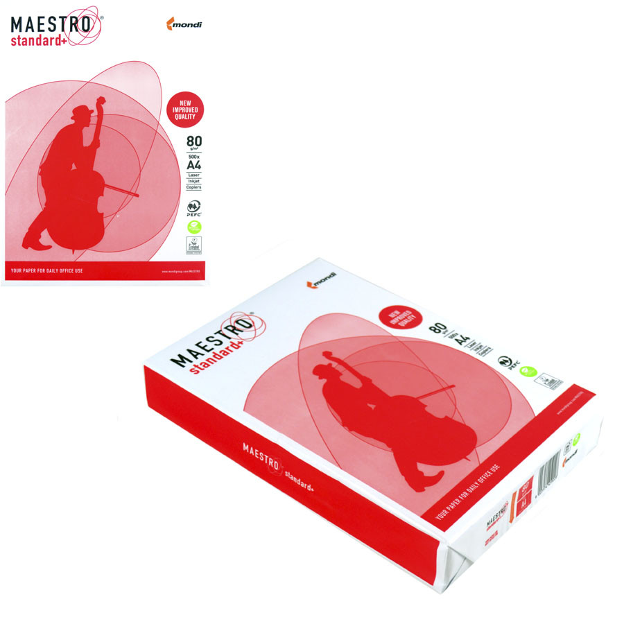 Папір, А4, 80 г/м2, білизна - 161%, 500 аркушів, Maestro standard+, фото 1