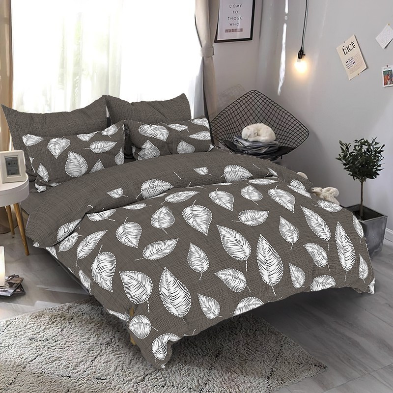 Підковдра на блискавці 145х215 (Бязь) | Полуторна підковдра від виробника "Королева Ночі" | Листя на коричневому, фото 1