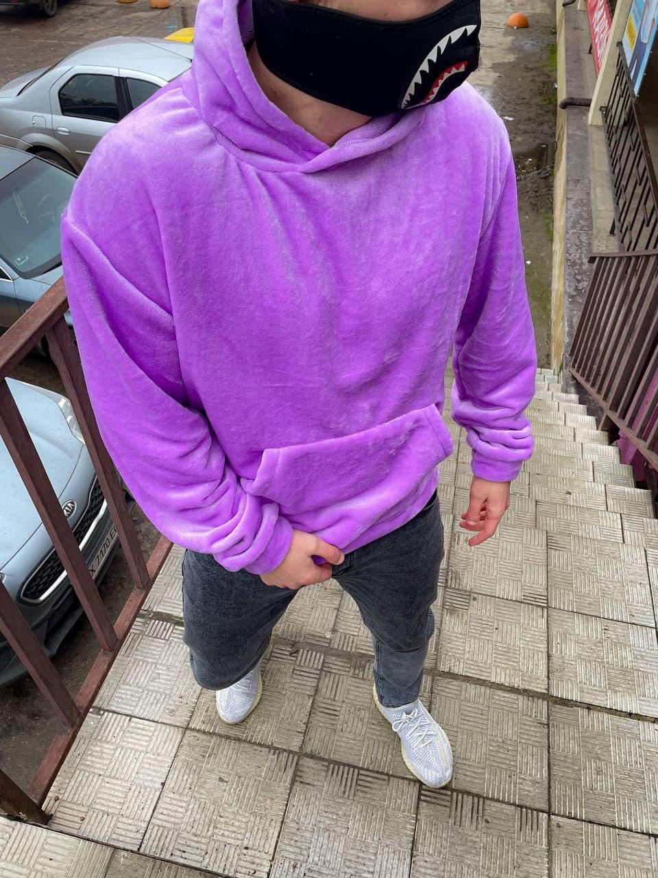Кофта Худі чоловіча фіолетовий весна-осінь з капюшоном oversize Light Violet