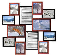 Фоторамка-коллаж 10*15 і 21*30 на 12 фото з дерева Мега Подорож Медне Мерцювання