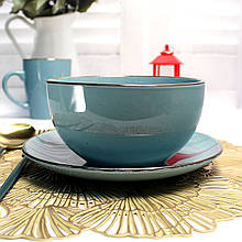 Салатник блакитний керамічний глибокий 14 см Ardesto Bagheria Misty blue