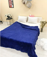 Плед травка 150на200 с ворсом полуторный размер, меховый плед одеяло травка мягкий на кровать Синий