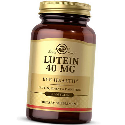 Лютеїн вітаміни для очей зору Solgar Lutein 40 mg 30 sgels, фото 1