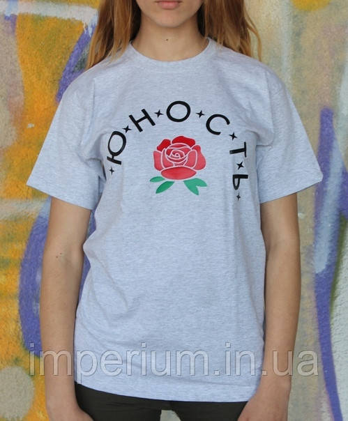 Стильна футболка принт юность троянда, фото 1