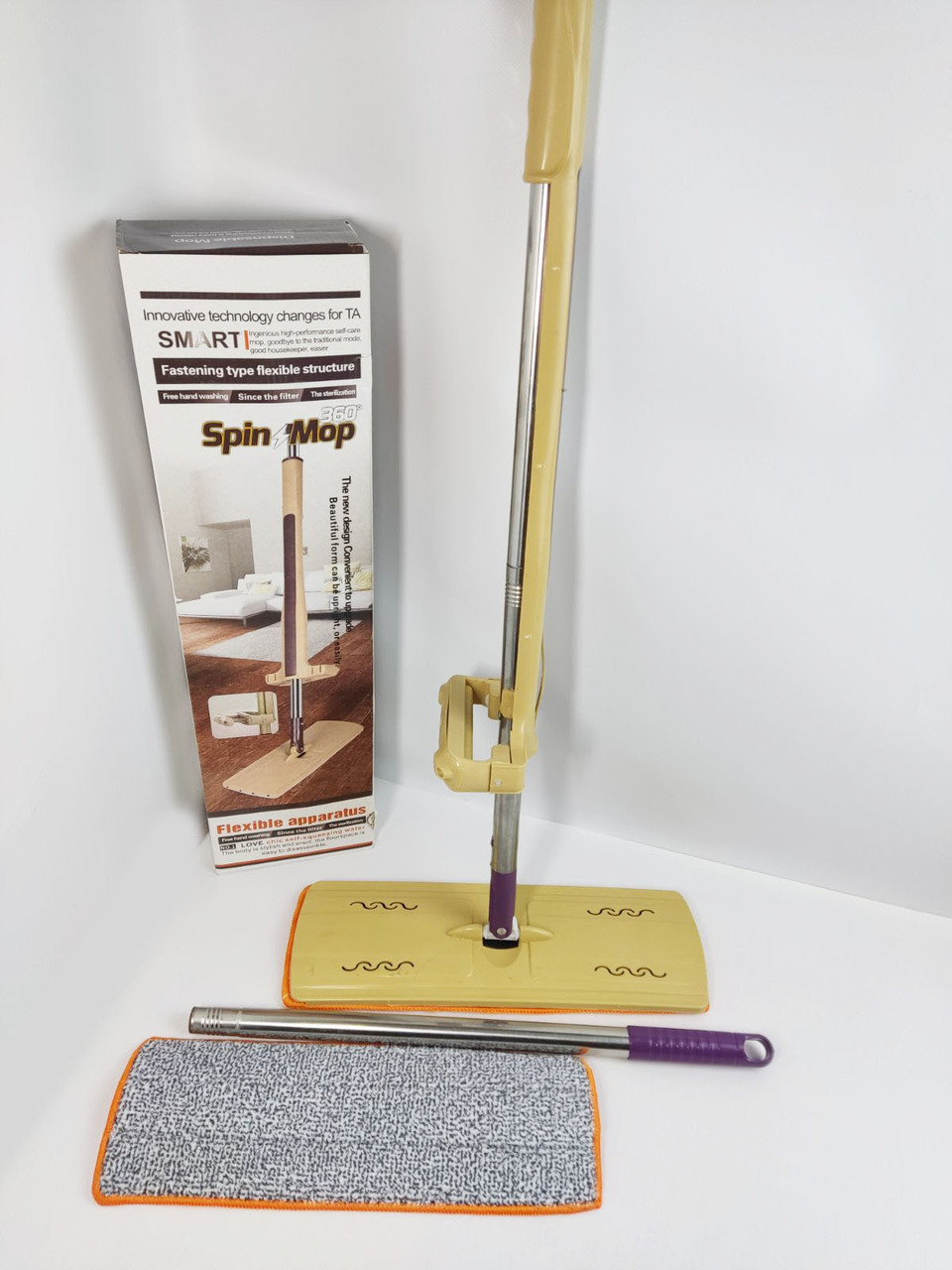Швабра ледащо з самоотжимом Spin Mop 360 градусів з двома змінними ганчірками