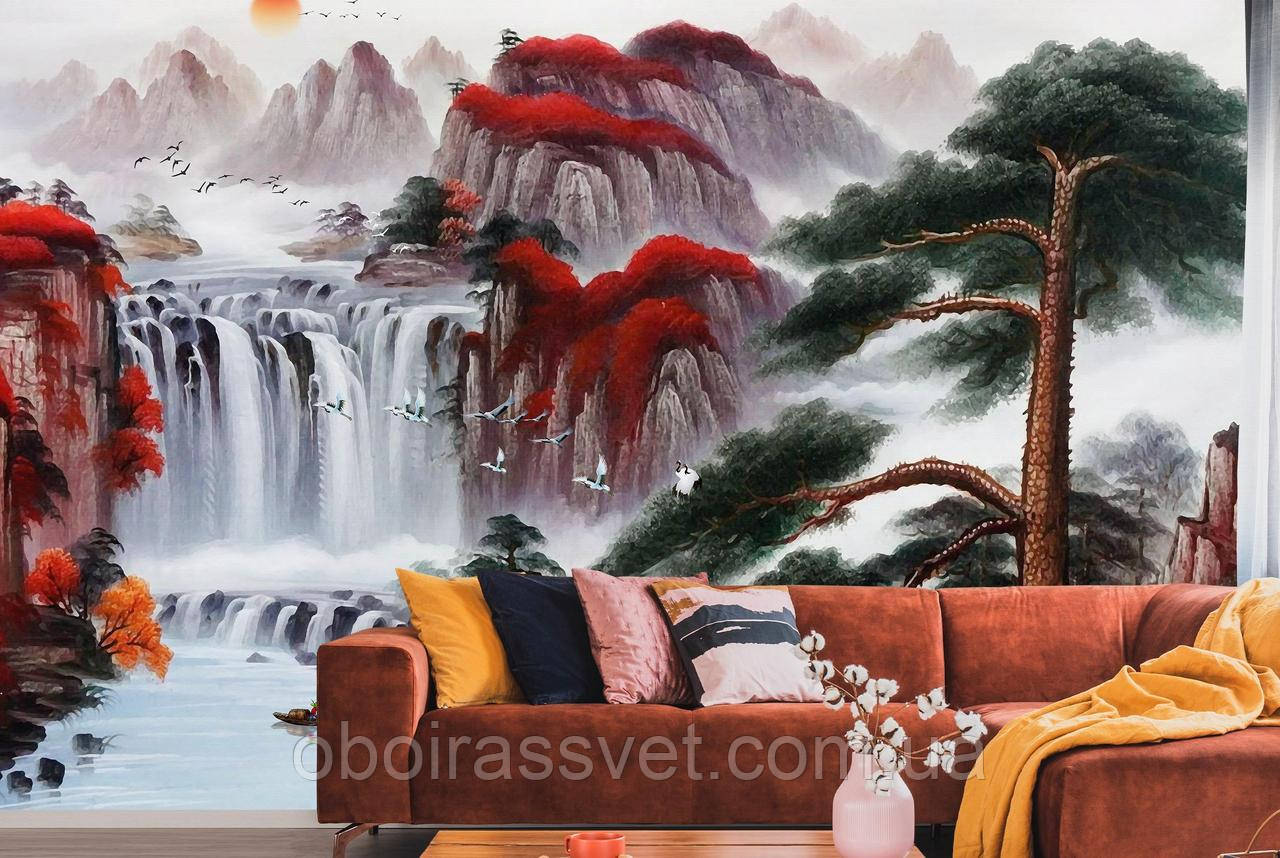 3D Фотошпалери  3Д Яскравий водоспад