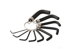 Набір ключів Mastertool шестигранні CrV 1.5-10 мм L38-60 мм 10 предметів (75-0954)