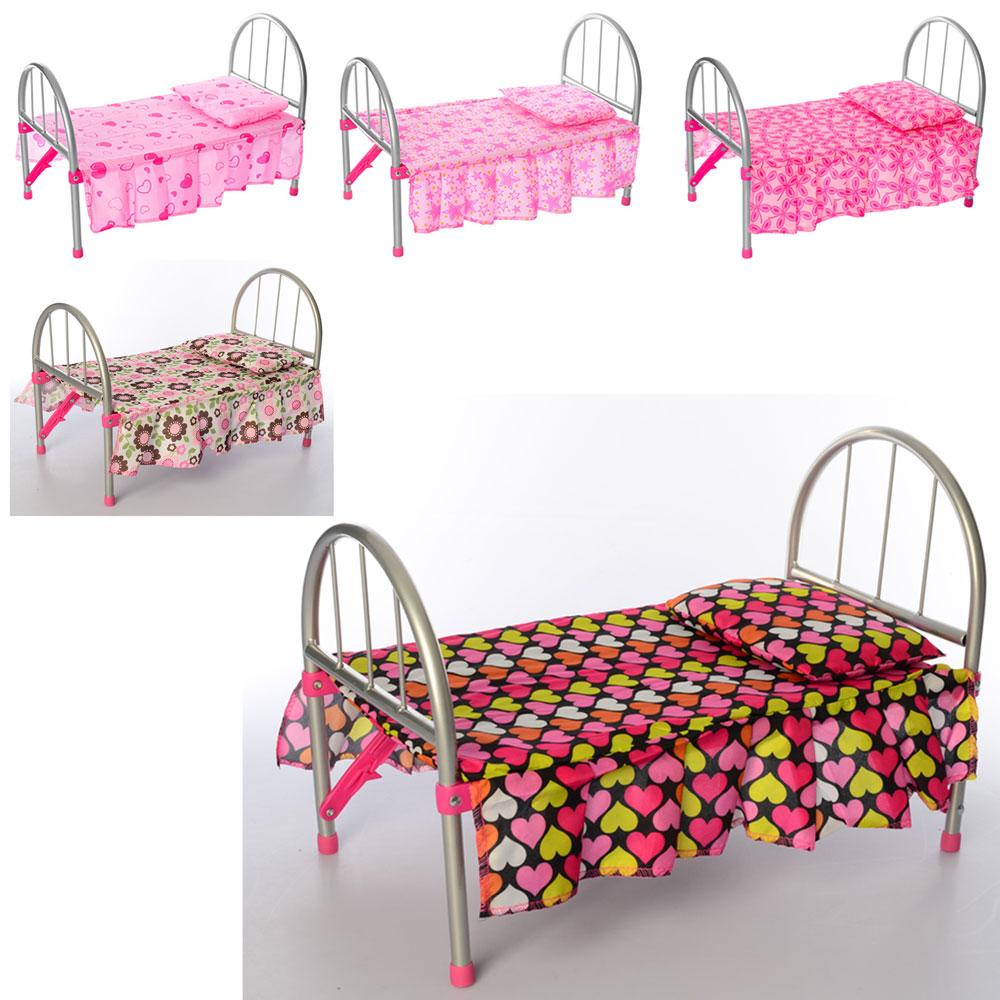 Кроватка для кукол железная с подушками 9342 / WS 2772