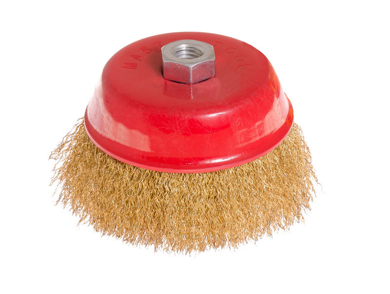 MasterTool Щітка торцева з латунованого рифленого дроту D125 М14, Арт.: 19-7112, фото 1