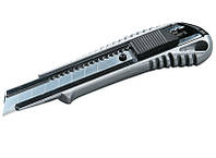 Нож Mastertool с выдвижным сегментированным лезвием и автофиксатором, металлический корпус, 2 лезвия 18 мм