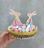 Великодня композиція на стіл, пасхальна композиція з зайчиками, фото 6
