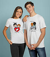 Стильные парные футболки Лав из... прикольные любовные принты Love is...на парных вещах - отличный подарок