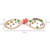 Дерев'яна залізниця Viga Toys 39 елементів іграшкова залізниця поїзд з вагонами для дітей, фото 2