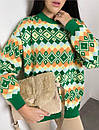 Жіночий прінтованний светр оверсайз з візерунками (р. 42-46) 80KF1356, фото 3