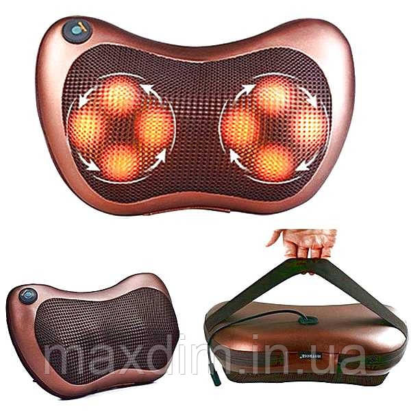 Масажна подушка з підігрівом Роликовий масажер для спини і шиї Massage pillow GHM 8028