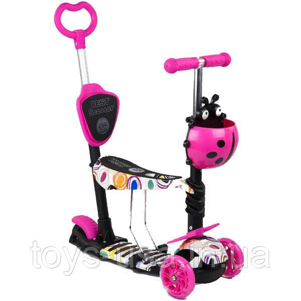 *Самокат — біговел 5в1 Best Scooter з батьківською ручкою та підніжками арт. 75009