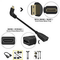 Кутовий кабель HDMI міні - HDMI mama OTG 90 град. лівий кут 90 градусів
