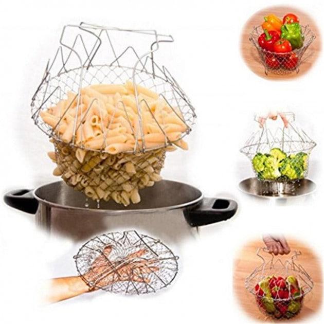 Складная решетка дуршлаг миска универсальная 12 в 1 Magic Kitchen Chef Basket - фото 3 - id-p1561550139