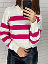 Жіночий светр оверсайз з яскравою смужкою і рубашечным коміром (р. 42-46) 76041358, фото 2