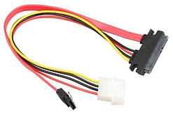 Кабель SATA комбо (здвоєний) (data+power) 7+15pin ->7+4pin (big)