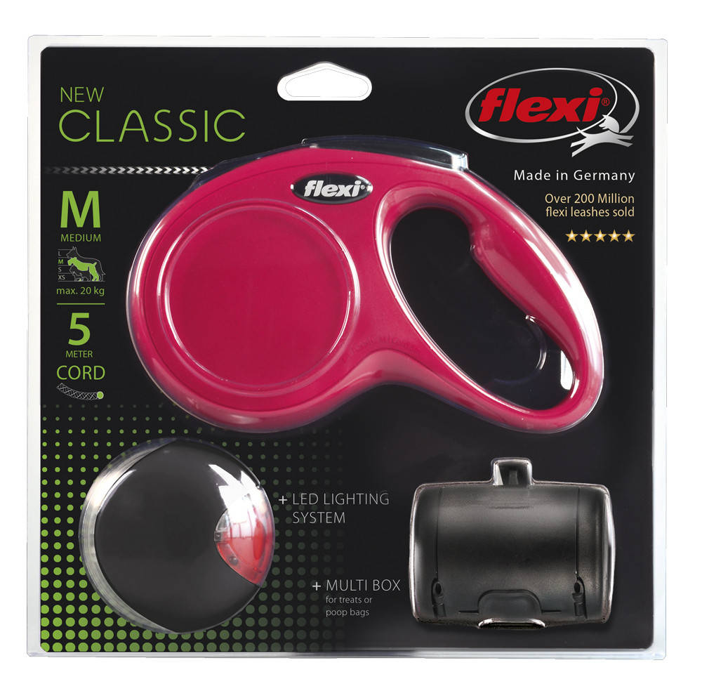 

Поводок-рулетка для собак до 20 кг Flexi New Classic M трос 5 m, Красный