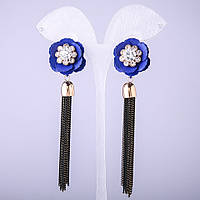 Сережки Китиці Синій квітка з ланцюжків L-90мм купити біжутерію дешево в інтернеті