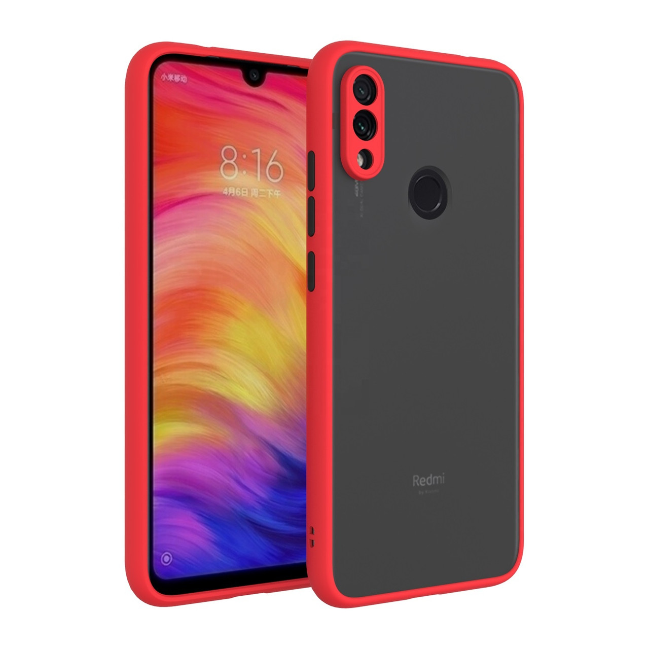 Матовий чохол для Xiaomi Redmi Note 7 червоний протиударний захист камери