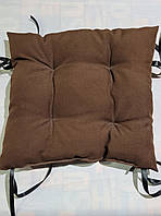 Подушка коричневая на стул с завязками 40x40