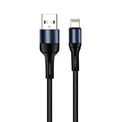 Кабель USB-Lightning ColorWay nylon 2.4 A 1m Black (CW-CBUL045-BK), фото 1