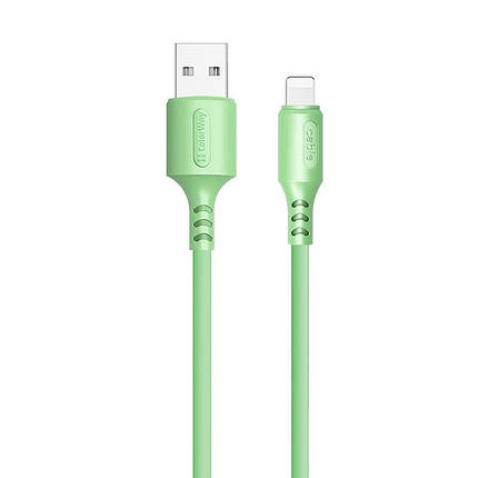 Кабель USB-Lightning ColorWay soft silicone 2.4 A 1m Green (CW-CBUL042-GR), фото 3