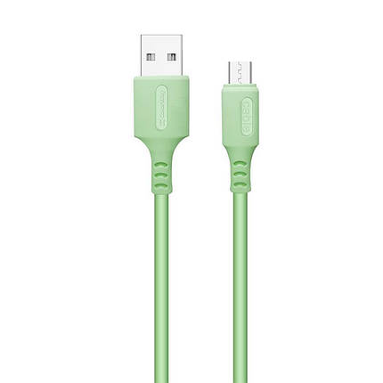 Кабель USB-MicroUSB ColorWay soft silicone 2.4 A 1m Green (CW-CBUM042-GR), фото 1