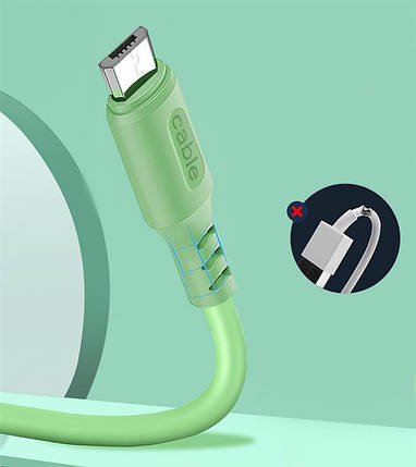 Кабель USB-MicroUSB ColorWay soft silicone 2.4 A 1m Green (CW-CBUM042-GR), фото 3