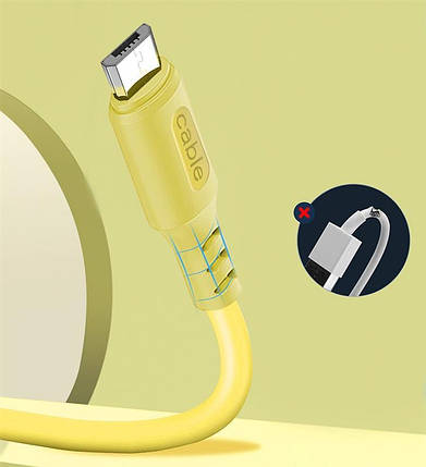 Кабель USB-MicroUSB ColorWay soft silicone 2.4 A 1m Yellow (CW-CBUM043-Y), фото 3
