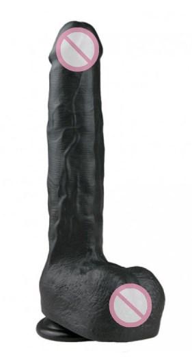 Фалоімітатор реалістичний з мошонкою EASYTOYS REALISTIC DILDO BLACK 29.5 CM