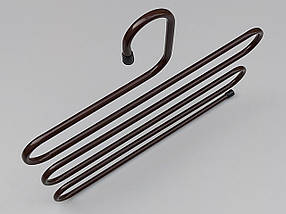 Плічка вішалки тремпеля для штанів металеві коричневого кольору сходи 5-ти ярусна, довжина 33 см, фото 3
