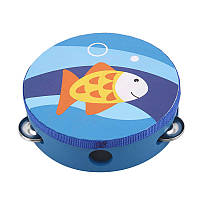 Дерев’яна іграшка Бубен MD 0367-1 діаметр 15 см  Рибка