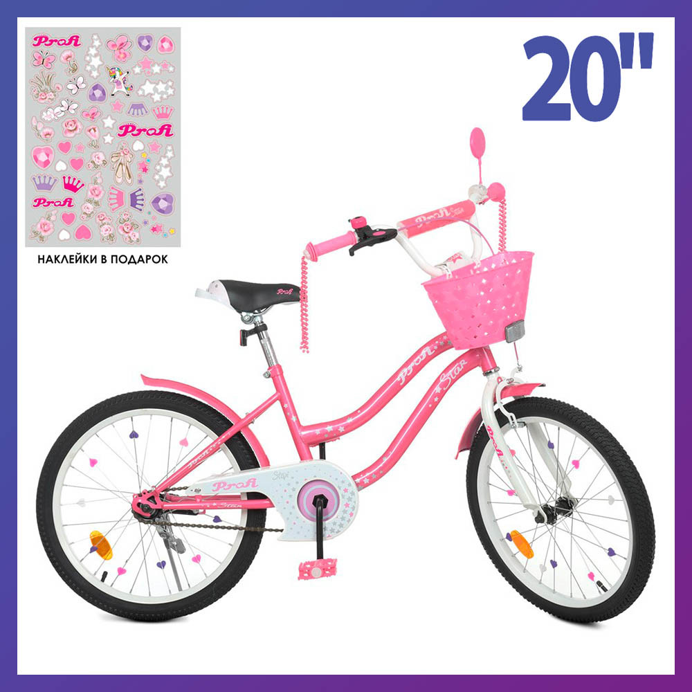 Велосипед дитячий двоколісний Profi Y2091-1 20" зріст 130-150 см вік 7 до 11 років рожевий
