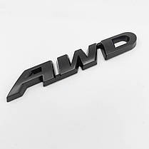 Емблема напис AWD 90х14 mm (значок, наклейка, логотип) Чорний матовий, фото 6