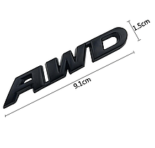Емблема напис AWD 90х14 mm (значок, наклейка, логотип) Чорний матовий, фото 3