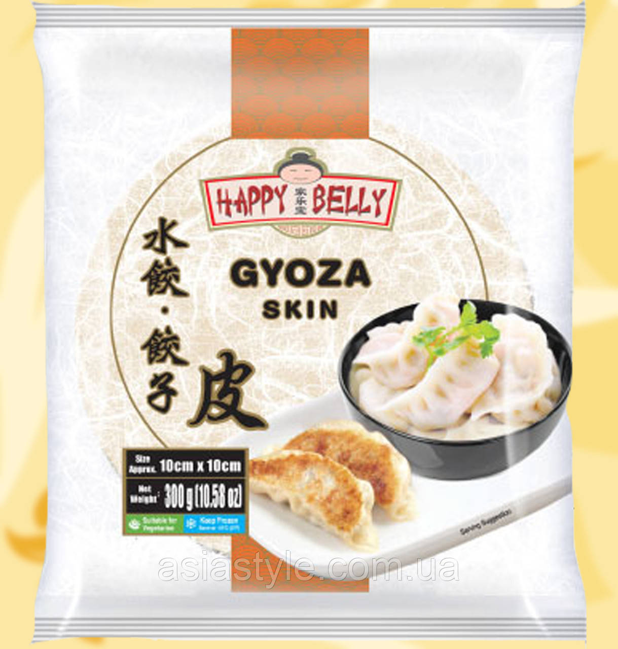 Тисто заморожене для м'яса, тісто заморожене для гедзу, Frozen dough for gyoza, 10*10 см, 300 г, Happy Belly,Ч