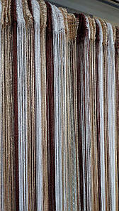 Штори нитки кісея без люрексу райдужні № 1-8-14 білий/шоколадний/золотий 3 м на 2.8 м