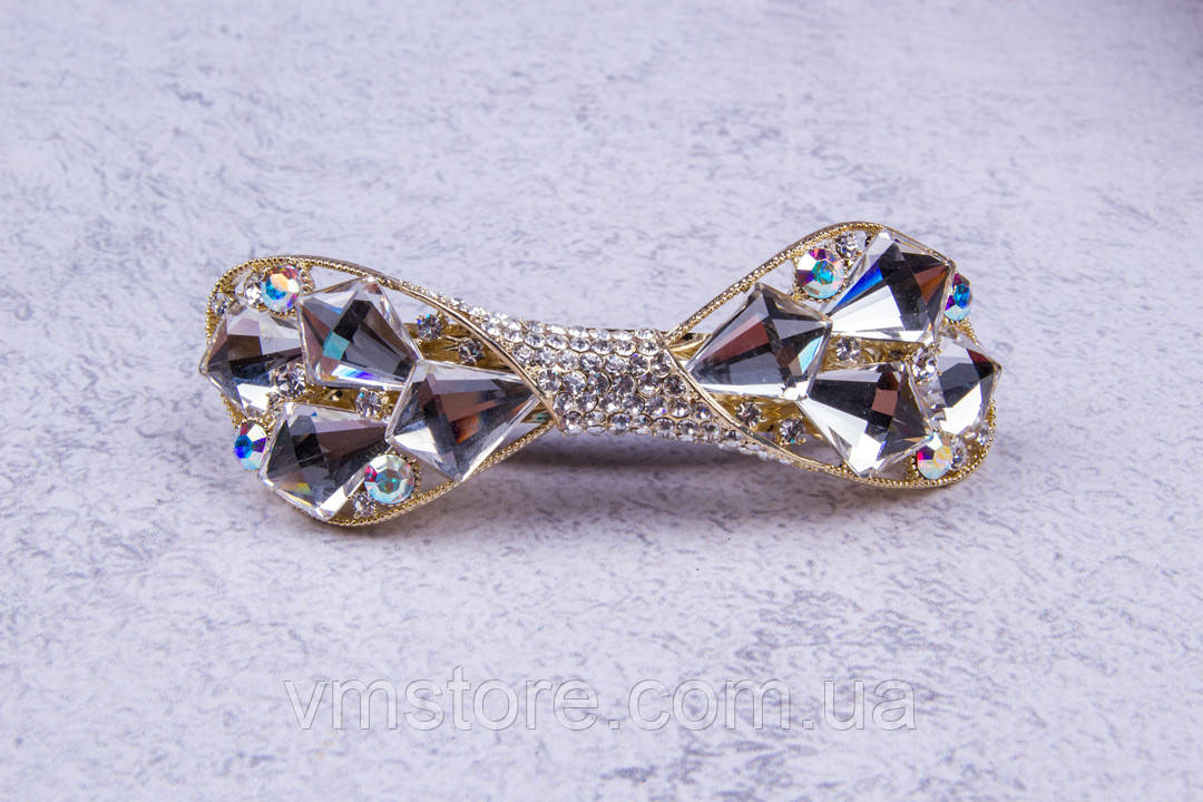 Шпилька автомат зі стразами, ошатна шпилька для волосся, фото 1