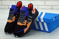 Кроссовки Adidas Nite Jogger Black Orange Blue (мужские Адидас Найт Джоггер чено-оранжевые) 40-45