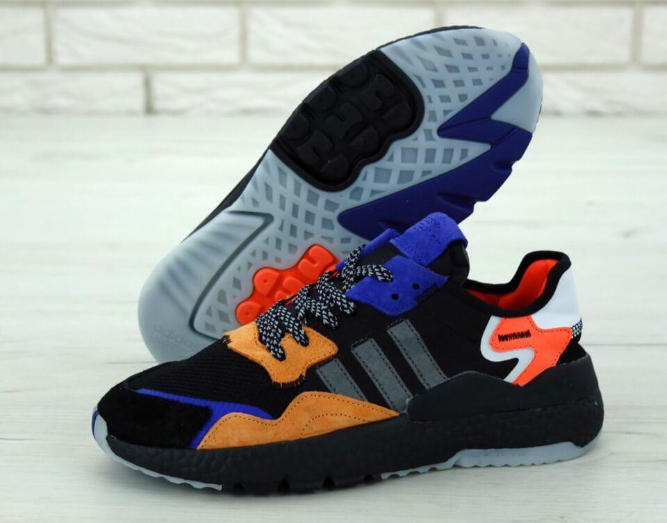 Кроссовки Adidas Nite Jogger Black Orange Blue (мужские Адидас Найт Джоггер чено-оранжевые) 40-45 - фото 2 - id-p1561866470