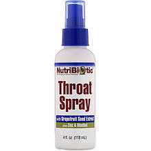 Спрей для горла з екстрактом насіння грейпфрута NutriBiotic "Throat Spray with Grapefruit Seed Extract" (118 мл)