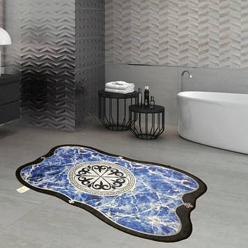 Турецький килимок для ванної, спальні, кухні 60х100 см, нековзна основа 0007 Синій