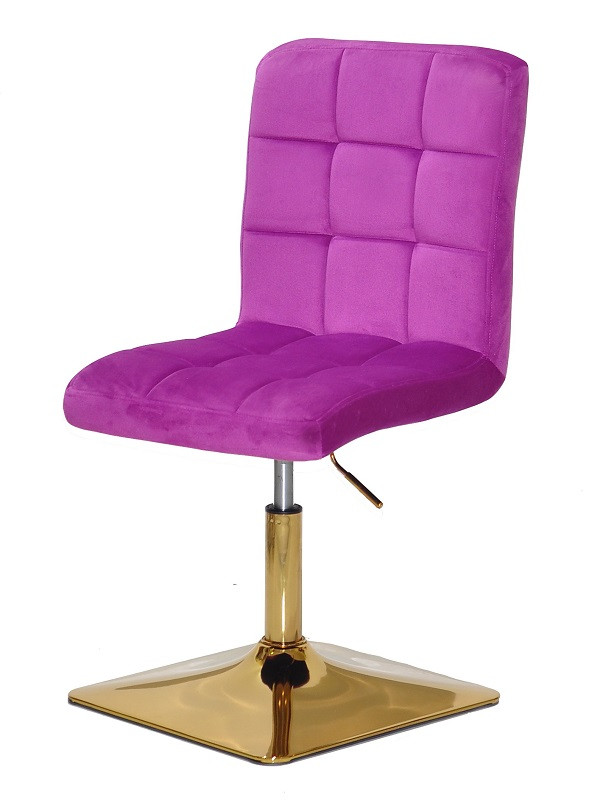 Стілець Augusto 4-GD-Base оксамит бузок B-1022, на квадратній золотій опорі з регулюванням висоти, фото 1