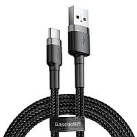 Кабель для зарядки телефону Baseus Cafule USB Cable For Type-C 3A 0.5 m Gray+Black