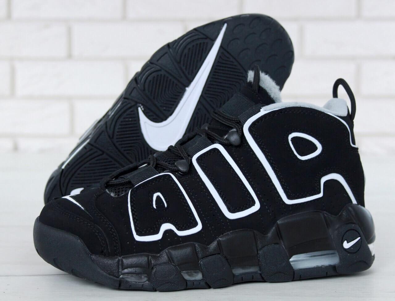 Зимние кроссовки с мехом Air More Uptempo 96 Winter Black White - фото 4 - id-p1561867289